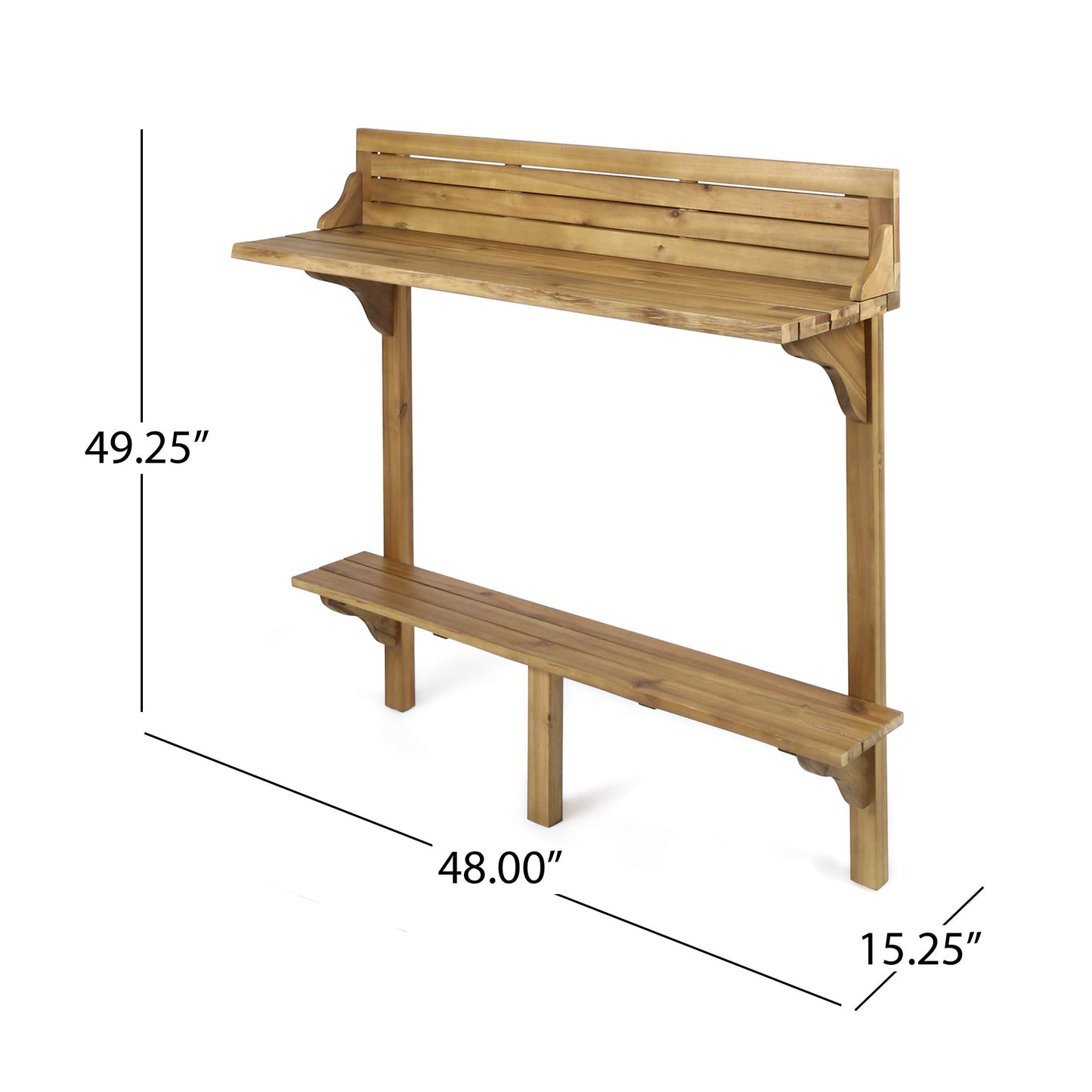 Christopher Knight Home Caribbean Outdoor Acacia Wood Balcony Bar Set, 3-Pcs Set, Natural Stained Light Brown - WoodArtSupply