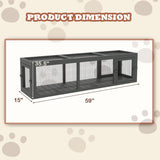 QUYZE 59" Wooden Cat Window with Extendable Design Connecting Inside and Outside Catio Outdoor Cat Enclosure for Sunbathing, Napping & Overlooking (Grey) QUYZE
