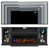 Unineo 75 Inch Electric Fireplace TV Stand, 3- Side Glass LED Modern Media Entertainment Center Console Table for TVs up to 80/85 Inch w/Adjustable Flame, 40’’ Fireplace, Highboy, Black Unineo