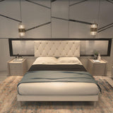 Mhjinuwet Queen Size Bed Frame, Velvet Upholstered Platform with Headboard, Easy Assembly, No Box Spring Needed, Non-Slip and Noise-Free with Strong Wooden Slats (Beige, Queen (U.S. Standard)) Mhjinuwet