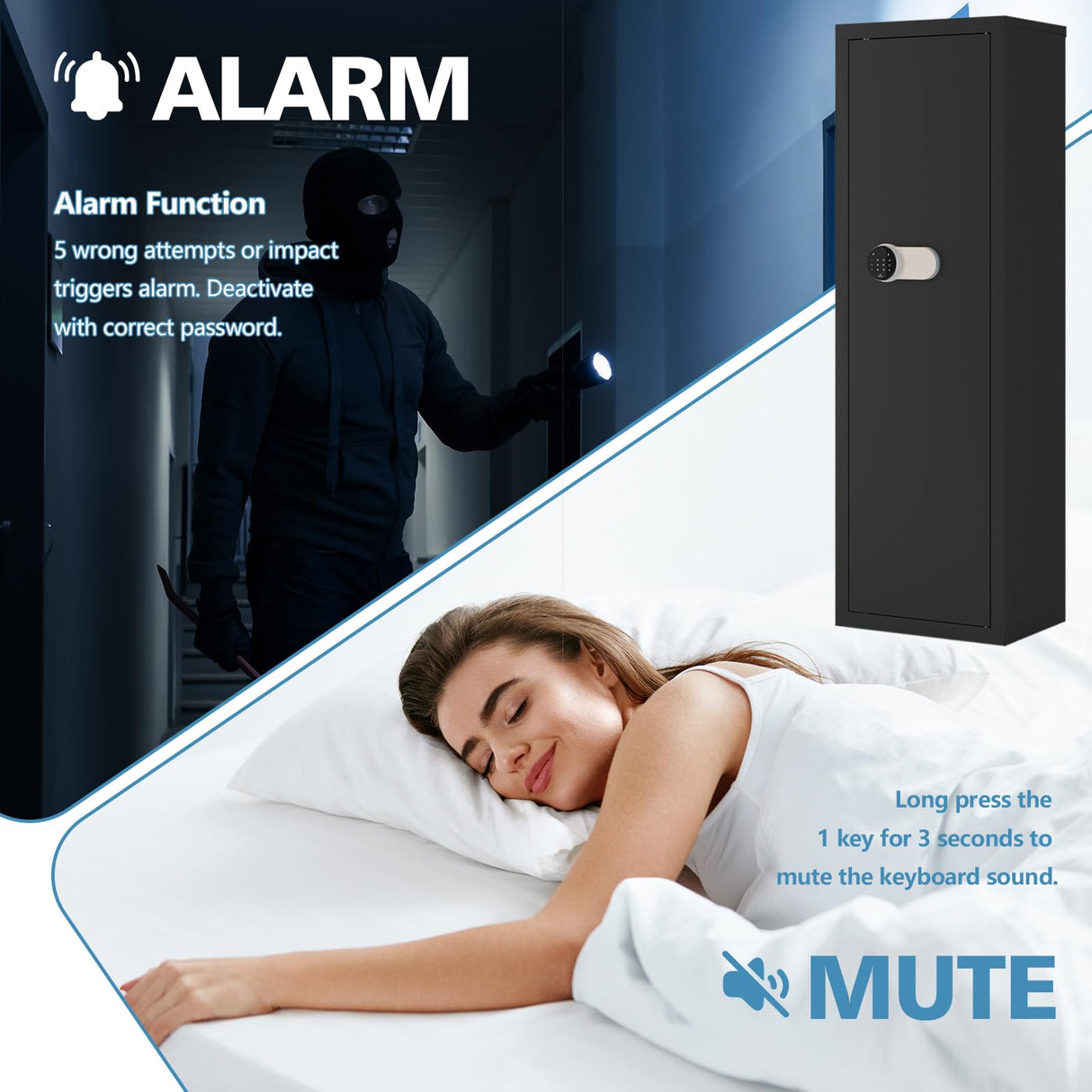 Dawmilon 10-12 Gun Safe - Gun Cabinets for Rifles and Shotguns, Large Rifle Safe for Home - Quick Access Gun Safe with Adjustable Shelves Dawmilon