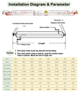 LD-Teemm CO2 Laser Tube, 30W CO2 Laser Tube with Coating 30 watt Length 600mm Dia. 50mm, Wire Pre-Connected for CO2 Laser Cutter Laser Engraving Cutting Machine LD-Teemm
