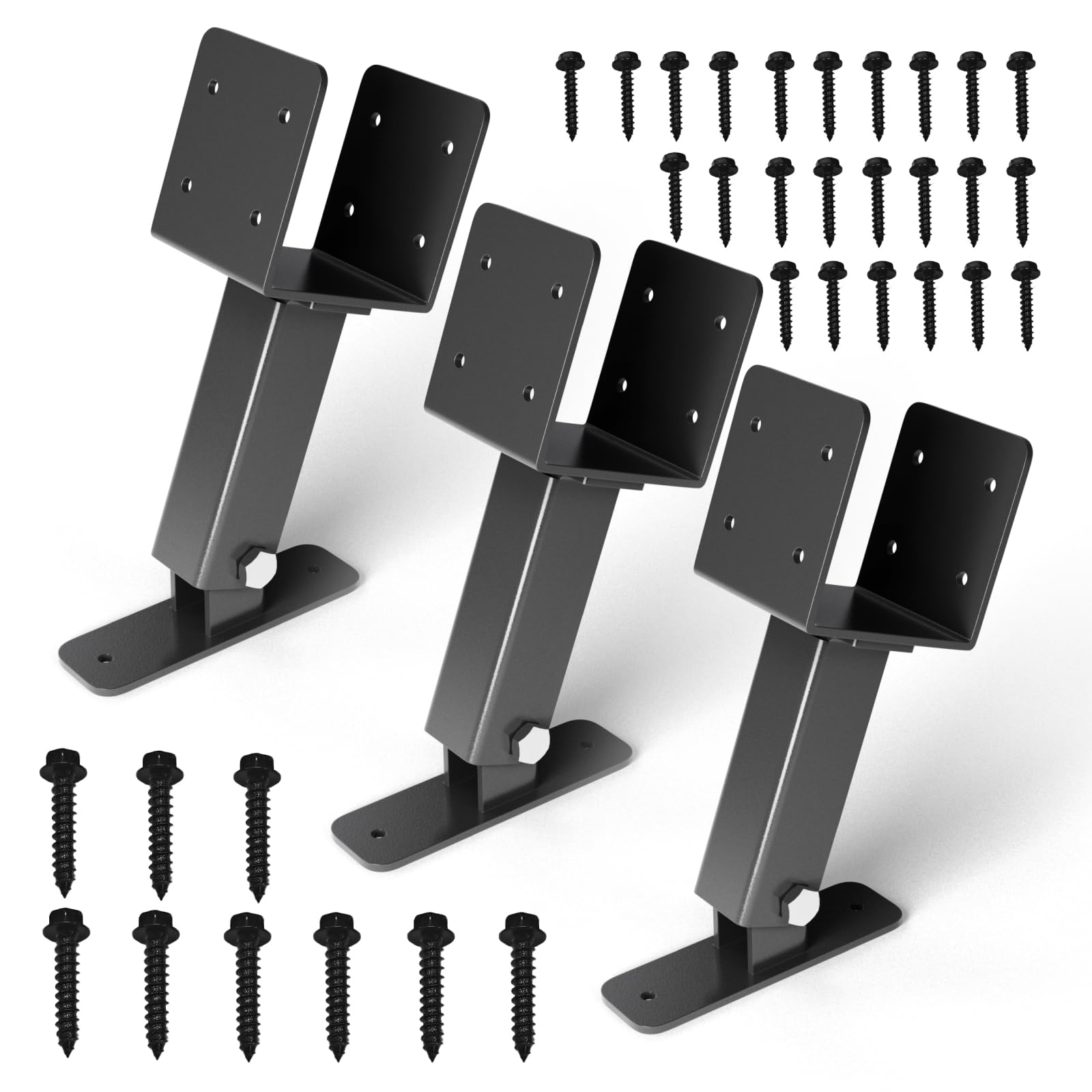 Pergola Roof Riser 3Pack Black Saddle 304 Stainless Steel Adjustable Angle Pergola Roof Riser Brackets for Patio Cover Wood Patio Pergola - WoodArtSupply