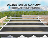 PURPLE LEAF 10' x 10' Outdoor Retractable Pergola Heavy-Duty Aluminum DIY White Pergola with Sun Shade Canopy Patio Modern Shelter for Garden Yard Deck Grape Trellis, Grey PURPLE LEAF