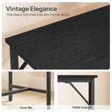 HOOBRO Bar Table with Charging Station, Rectangular Pub Table, High Top Coffee Table, Counter Bar Height Table, Narrow Long Dining Table, 35.4" L x 15.7" W x 35.6" H, Black BB90UBT01N1 HOOBRO