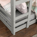 Walker Edison Alexander Classic Solid Wood Stackable Jr Twin over Twin Bunk Bed, Twin over Twin, Grey Walker Edison