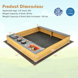 HONEY JOY Kids Sandbox, 2 in 1 Cedar Bottomless Sand Pit & Kitchen Playset, Water Faucet & Sink, Bottom Liner, Realistic Cooking Accessories, Wooden Sand Boxes for Kids Outdoor Backyard HONEY JOY