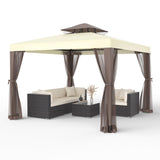 Gazebo, 10x10 Patio Gazebo Waterproof Canopy Tent UV-Resistant 2-Tier Top Sturdy Outdoor Canopy Tent for Camping with Mosquito Netting for Garden Patio Backyard(10FT x 10FT) Phonjoroo