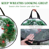 2-Pack Christmas Wreath Storage Container 24'', Clear Wreath Storage Bags with Dual Zippers for Xmas Seasonal Thanksgiving Holiday Artificial Wreath Storage foci cozi
