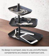 Yamazaki Home Tower 3-Tier Accessory Tray - Jewelry Holder & Storage Organizer - Steel YAMAZAKI
