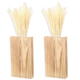 Vesici 2 Pack Wood Wall Planter Vase with Artificial Plants Indoor Plants Holder Pocket Farmhouse Wooden Vases Wall Flower Vase Hanging Plant Decor for Bedroom Kitchen Office Home (Brown,Reed) Vesici