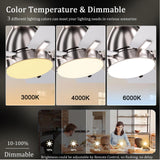 NKPU Ceiling Fans with Lights, 52 Inch Low Profile Ceiling Fan with Light and Remote Control, Flush Mount, DC Reversible Motor, Dimmable LED Ceiling Fans for Bedroom,Indoor/Outdoor Patio Use（Nickel） NKPU