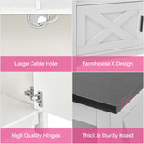 Rustic White Farmhouse TV Stand, Entertainment Center with Power Outlets for TVs up to 65 Inch, Mid Century Modern TV Cabinet, Media Console Table for Living Room, Farmhouse TV Console (Black) Redlifeᅟᅠ