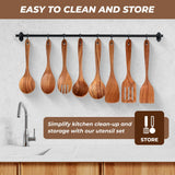 AIUHI Teak Wood Kitchen Utensil Set, 9-Piece Wooden Spoons for Cooking, Wooden Spoons Spatula for Cooking-Non-stick, Durable & Heat Resistant AIUHI