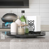 13" Oak Wood Lazy Susan Organizer, Lazy Susan for Cabinet Dining Table Pantry Wood Turntable Organizer Tray for Coffee Table Kitchen Countertop Salt Pepper Spice Organization and Storage Round Black Oroyutor