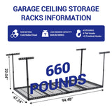 EcoSummer 4x8 FT Overhead Garage Storage Rack, Steel Ceiling Storage Rack for Garage, Height Adjustable 22''-40", Heavy Duty 330 lbs Weight Capacity Storage Organizer System, for Basement Warehouse EcoSummer