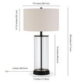 Henn&Hart 28" Tall Table Lamp with Fabric Shade in Blackened Bronze/White, Lamp, Desk Lamp for Home or Office Henn&Hart