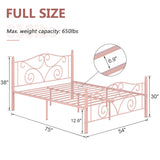 VECELO Full Size Bed Frame with Headboard and Footboard, Heavy Duty Metal Slat Support, Platform Mattress Foundation, No Box Spring Needed, Easy Assembly, Light Pink VECELO