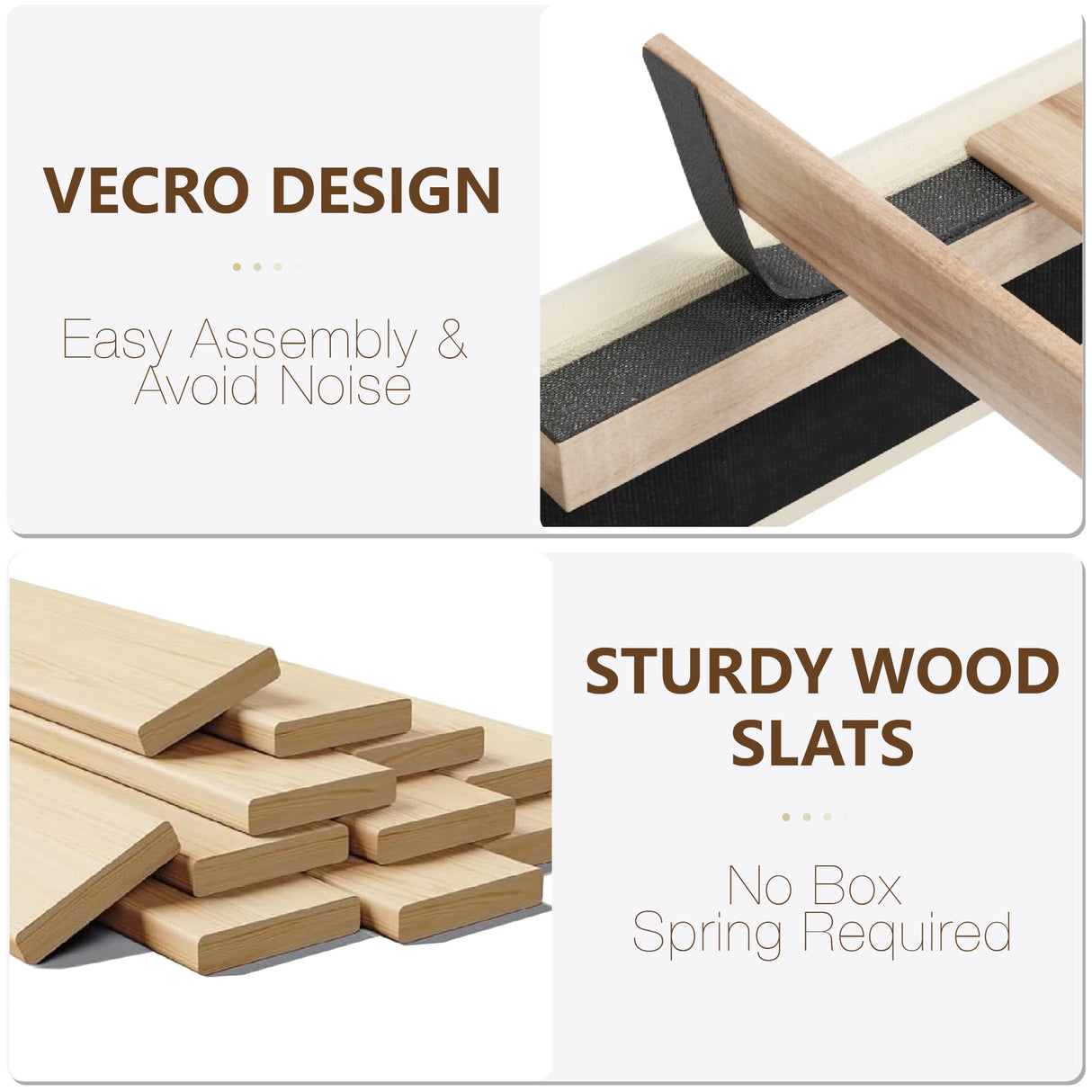 King Bed Frame with 51" Tall Headboard, Velvet Upholstered Platform Bed with Deep Button Tufted, Footboard & Nailhead Trim Wingback, No Box Spring Needed, Noise Free-Beige Konprosp