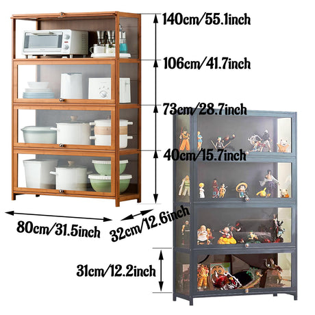 NENAGGE Curio Display Cabinet with Acrylic Doors for Collectibles Small Curio Cabinet 4 Tier 3 Tier Figures Display Case Toys Display Shelves Vitrina Storage Cabinet,Gray,4 Tier_Flip Up Door NENAGGE