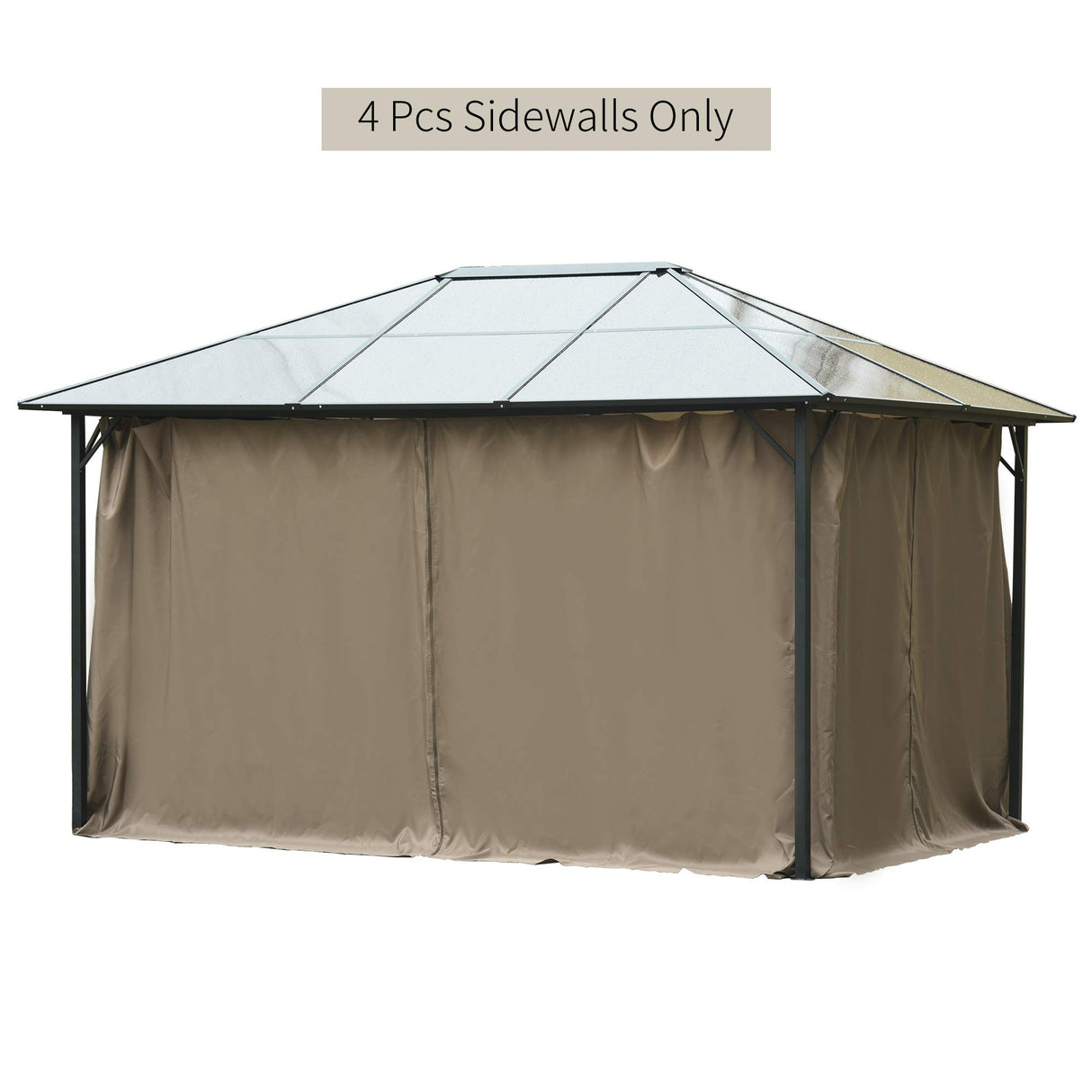 Outsunny 10' x 12' Universal Gazebo Sidewall Set with Panels, Hooks and C-Rings Included for Pergolas and Cabanas, Dark Brown Outsunny