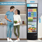 ECEVT 12 Cu.ft. Commercial Refrigerators Glass Door Beverage Refrigerators Commercial Fridge Upright Display Cooler with Soft LED Light and Adjustable Shelves for Restaurant Grocery Stores Home ECEVT
