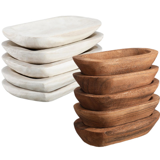 Amyhill 10 Pieces Wood Dough Bowl Rustic Bowl Bulk Vintage Wooden Dough Bowls Hand Carved Paulownia Bowls for Home Farmhouse Dining Holding Candles Making Bread Dough Fruits Supplies Decoration