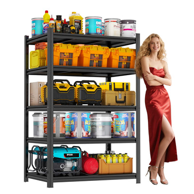 Bezuny 5-Tier Shelving Unit, Industrial Metal Heavy Duty Garage Shelving, 2500 LBS Metal Storage Shelf, Adjustable Steel Shelves for Garage, Pantry Closet, Warehouse, Basement, Workshop, Black