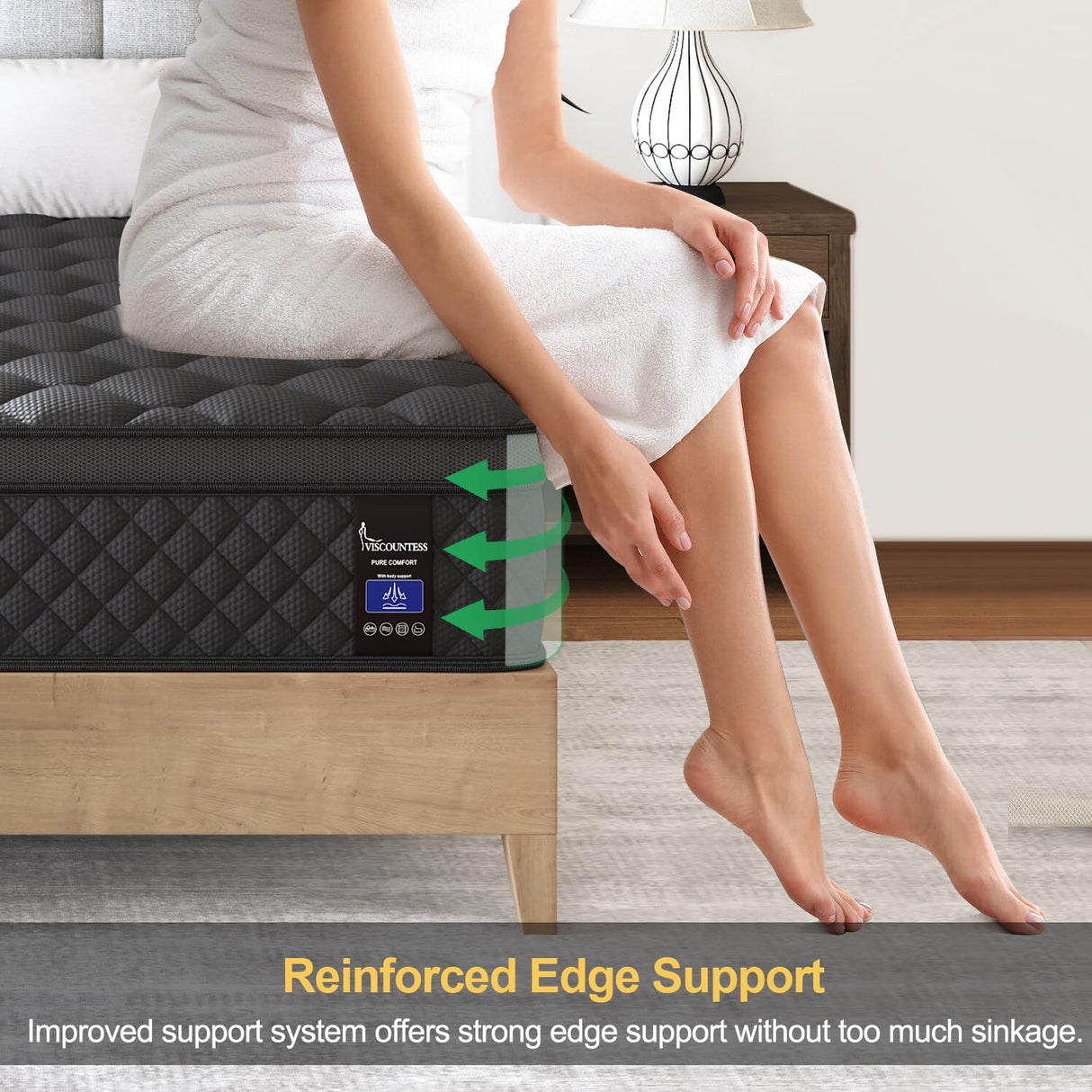 VISCOUNTESS King Mattress, 10 Inch Hybrid Mattresses Medium Firm for Back & Lumbar Support, 100 Night Trial, Individual Pocket Spring Mattresses for Motion Isolation & Pressure Relief VISCOUNTESS