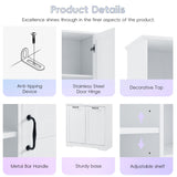 SOFTSEA 68" Double Tilt Out Laundry Hamper, Tall Bathroom Storage Cabinet with Hidden Laundry Basket & Adjustable Shelf, Freestanding Bathroom Cabinet with Doors and Open Shelves, White SOFTSEA