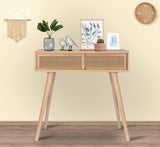 Console Table, 31" Console Tables for Entryway Small Entryway Table, Vanity Desk Rattan Dresser Side Table Entry Table Narrow Console Table Modern Hallway Table Boho Sofa Table for Living ZYBT