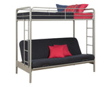DHP Sammie Twin over Futon Metal Bunk Bed, Silver DHP