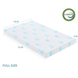 OUUI 6 Inch Full Mattress, Removable Washable Cover with Whales Pattern Cooling Memory Foam Medium Feel, Bed-in-a-Box, CertiPUR-US Certified, White/Blue OUUI