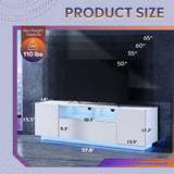 WLIVE TV Stand for 65 Inch TV, Modern Entertainment Center with LED, 58" TV Console with Storage Cabinet, TV Stands for Living Room, White WLIVE