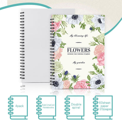 Seajan 12 Pcs Sublimation Journal Set Including 4 Pcs A5 120 Pages Sublimation Notebooks 8 Pcs Sublimation Pens DIY Blank Notebooks Heat Transfer Pen Sublimation Supplies Teacher Christmas Gifts