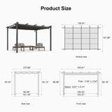 PURPLE LEAF 9.5' X 13' Outdoor Retractable Pergola Against The Wall with Shade Canopy Patio Aluminum Shelter for Porch Garden Pavilion Grill Gazebo Modern Backyard Metal Grape Trellis Pergola, Gray PURPLE LEAF