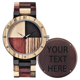 Dentily Customizable Mens Wooden Quartz Watch Inverted Geometric Wood Watch Creative Quartz Hand-Made Wooden Watches Custom Watch for Men, Cus-Q1005 Dentily