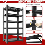78"H,Heavy Duty 5-Tier Steel Garage Shelving Unit | 3500LB Capacity| Garage & Basement Storage | Industrial-Grade Metal Shelving for Warehouses & Workshops | Adjustable, Rust-Resistant, Black Metallitrend