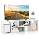 Giantex Bookshelf TV Stand for TVs up to 55", 2 Pieces Free-Combination Entertainment Center with Storage Cubes, Modern Media TV Console Table, Open Storage Bookcase for Living Room, Bedroom (White) Giantex