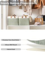 StorageWorks Storage Bins, Shelves Baskets for Organizing, 45L Extra Large Fabric Closet Organizers with Handles, Metal Frame, Green and White, 2-Pack StorageWorks