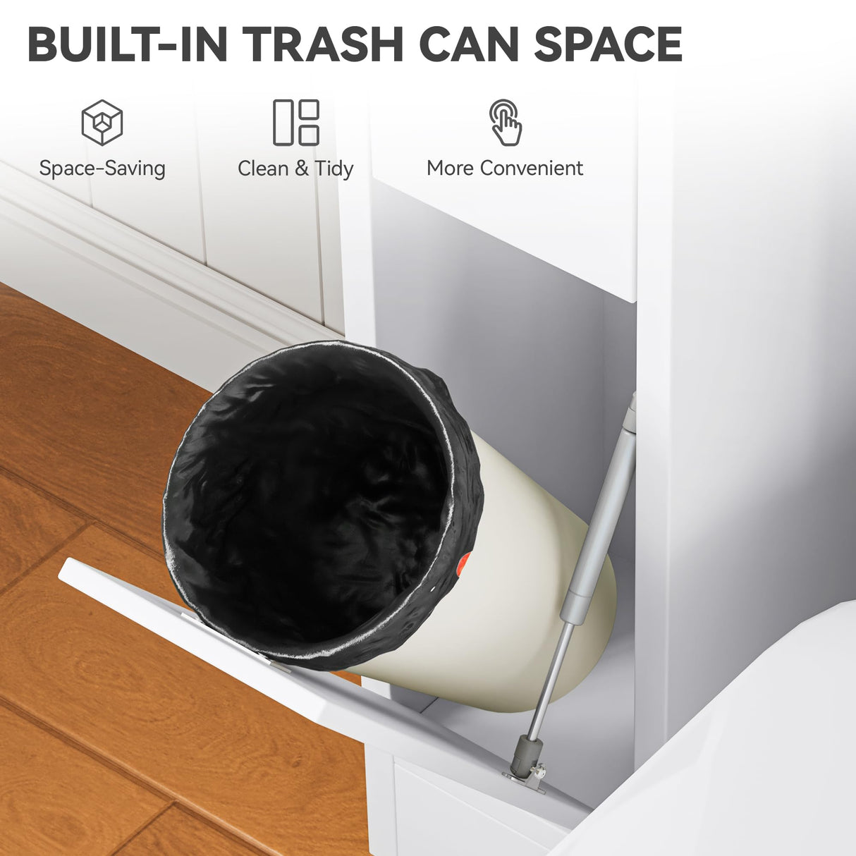 YITAHOME Over The Toilet Storage, Bathroom Storage Over The Toilet, Bathroom Cabinet with Adjustable Shelves, Double Doors, Trash Can Placement Ring, Tissue Box Holder for Bathroom (White) YITAHOME