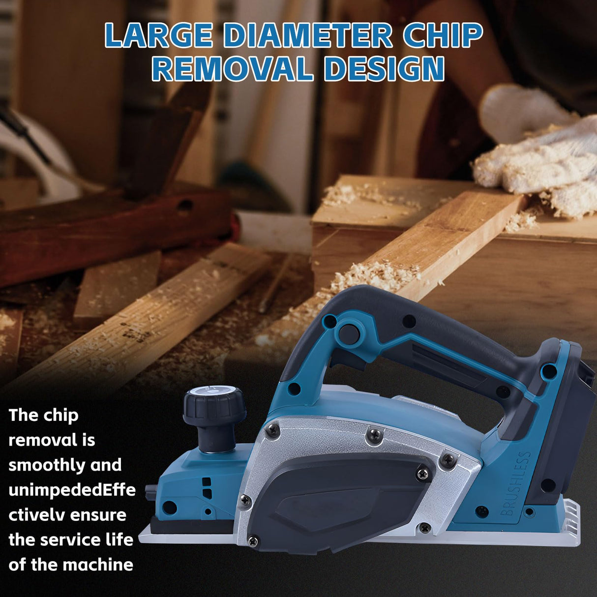 ConBlom Cordless Hand Planer 3-1/4", Handheld Wood Planer Compatible with Makita 18V Battery, 15000RPM, Electric Planer for Woodworking (Tool Only) (Blue) ConBlom