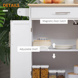 HOMCOM Kitchen Island Cart Rolling Trolley Cart with Drawer, Storage Cabinet & Towel Rack, White HOMCOM