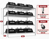 PrimeZone 4 Tier 55.5" Wx24 Dx76 H Wire Shelving with Wheels 2400lbs NSF Certified Storage Shelves Heavy Duty Metal Shelf Adjustable Rolling Rack Commercial Garage Restaurant Warehouse Kitchen Chrome PrimeZone
