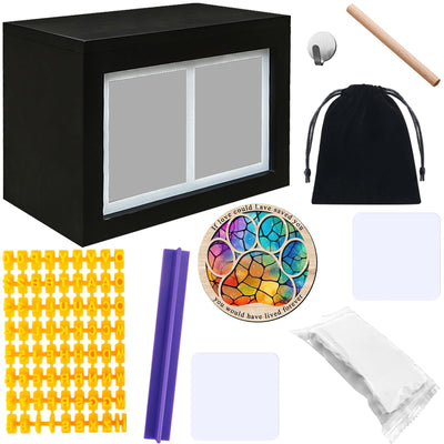 Waltool Pet Memorial Shadow Box with Clay Paw Print Impression Kit, Paw Ornament Loss of Pet Sympathy Gift, Picture Frame Pet Urns for Dogs Cats Ashes Keepsake