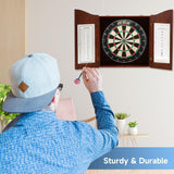 GSE Professional Solid Wood Classic Dartboard Cabinet with Sisal/Bristle Dartboard, Dart Scoreboard, and 6 Steel Tip Darts, Easy Assembly Complete with All Accessories(Deluxe Walnut) GSE Games & Sports Expert