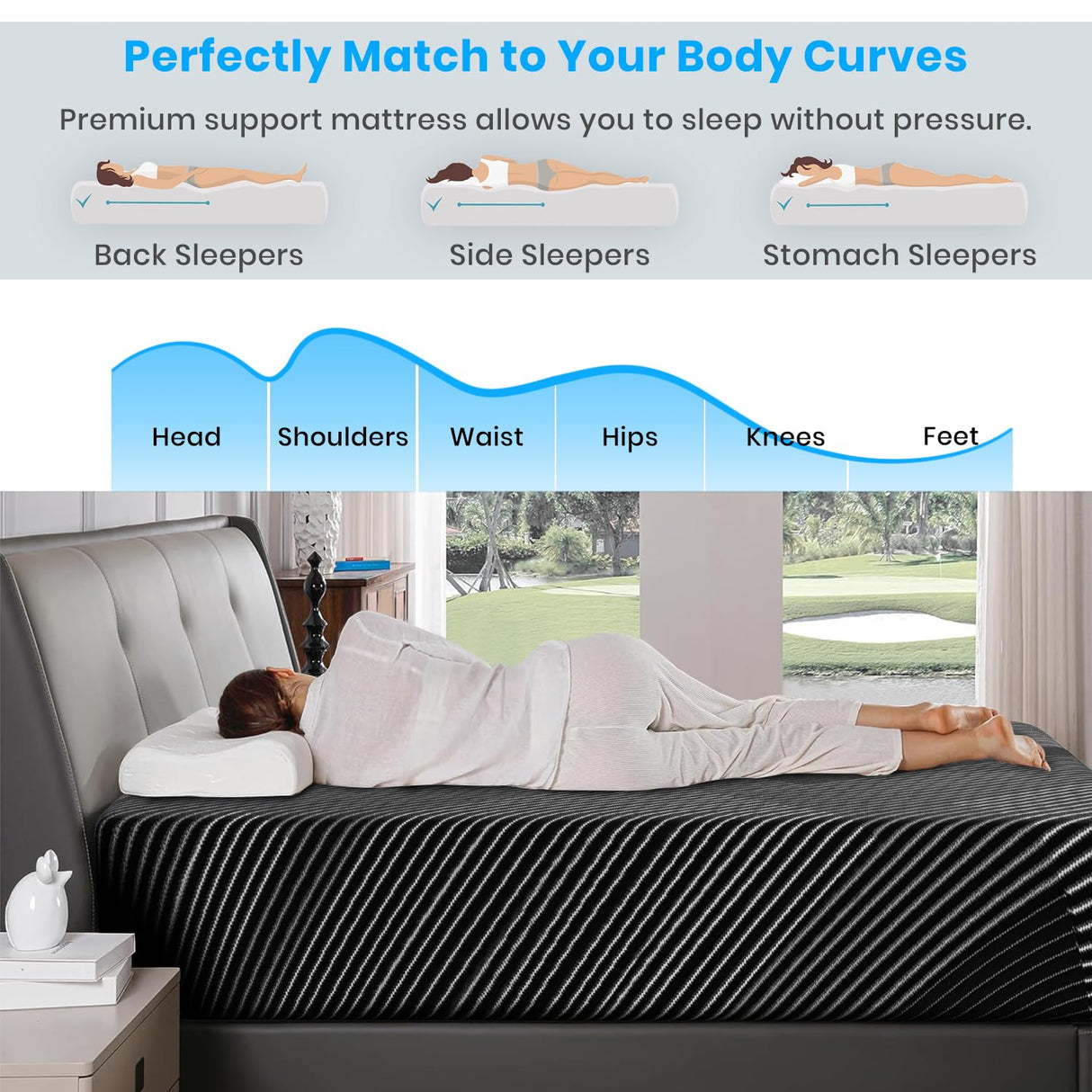 Queen Mattress, 10 Inch Memory Foam Mattress Queen Size with Breathable Washable Removable Cover, Fiberglass Free, Pressure Relief, Medium Firm Mattresses in a Box, Made in USA, CertiPUR-US Certified 6V-Sermmoo