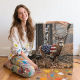 ACANDYL Deer DIY Paint by Numbers Kit for Adults Paint by Numbers Beginner Canvas Painting by Number American Flag DIY Acrylic Oil Painting on Canvas Arts Craft Decoration 16x20 Inch ACANDYL
