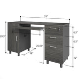 Modern Design Venice Office Computer Desk with 3 Locking Drawers and Storage Cabinet, 53 Inch Home and Office Executive Grey and Black Desk with Keyboard Tray by Crafts and Comfort Modern Design By Crafts & comfort