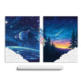 Space Paint by Number, Planet Earth Paint by Numbers Kit or Adults, Mountain Canvas Wall Art, Universe Acrylic Painting, Starry Sky Poster Home Wall Decor - Blue(12x16 Inch, 2 Pack, Unframed) Cawpom
